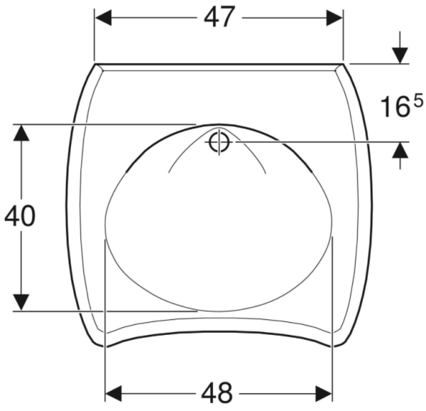 Умывальник Geberit Vitalis, для лиц с ограниченными возможностями: B=65см, T=60см, Отверстие под смеситель=Без, Перелив=Без, Белый 121565000